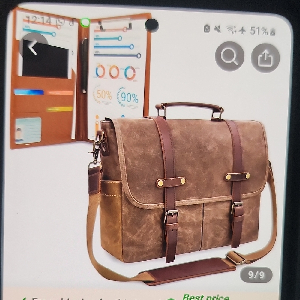 Brown Leather Messenger Bag - Picture 10 of 11